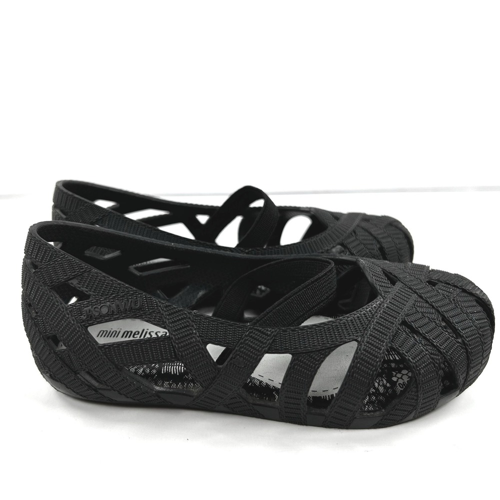 Mini Melissa Jason Wu Jean Black Jelly Mary Jane Flats Kids Size 8 USA